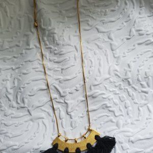 Madewell Tassel Fringe Necklace Adjustable Black Brass